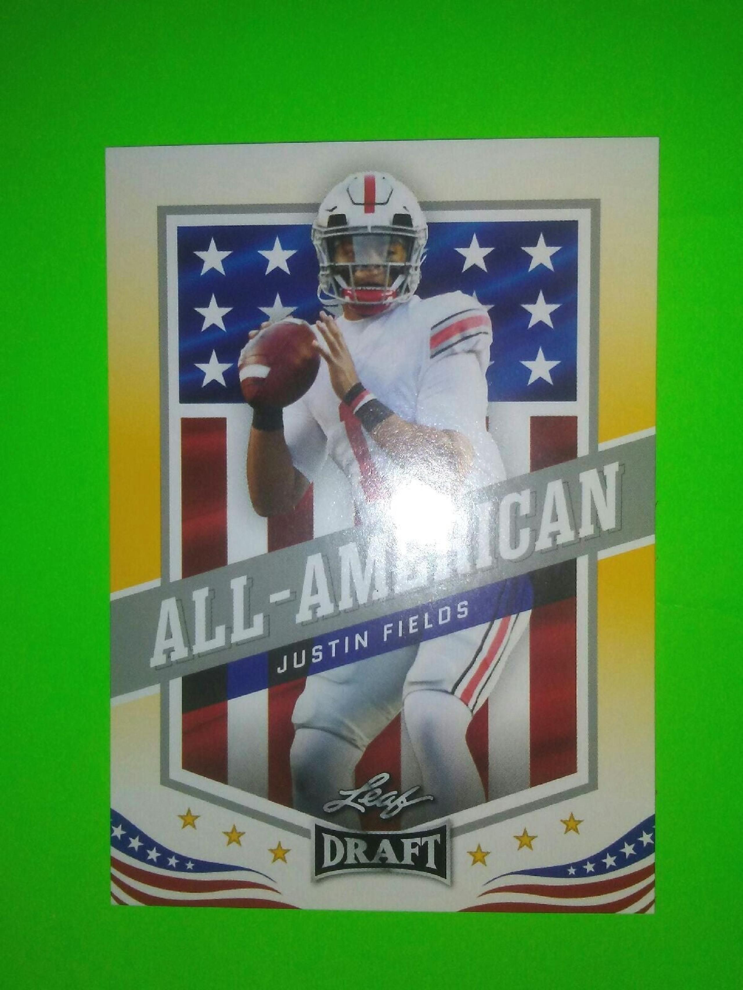GOLD SP RC JUSTIN FIELDS CHICAGO BEARS ROOKIE CARD THE OHIO STATE BUCKEYES OSU