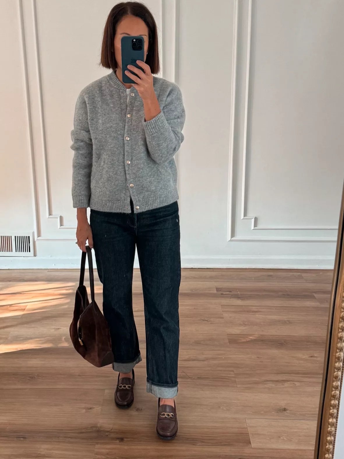 SEZANE TEDDY Sweater Jacket Grey Sz M