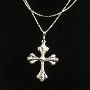 14K Reversible White Gold Cross Pendant