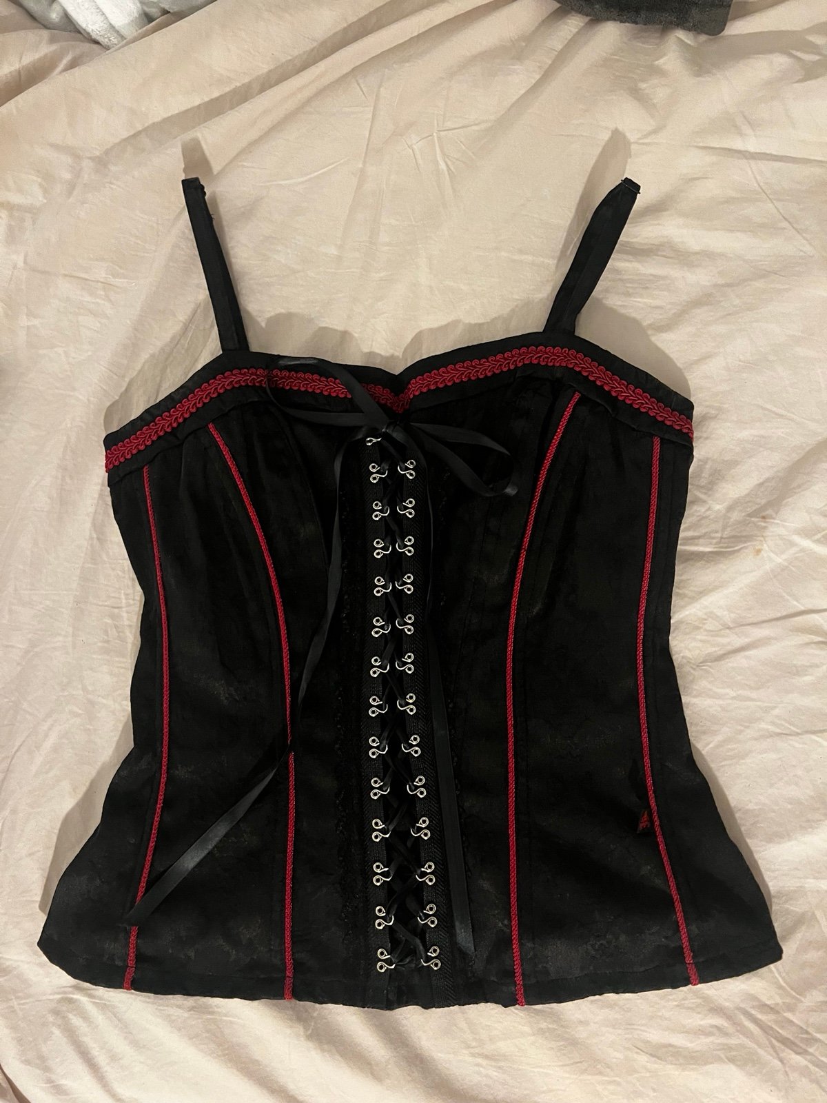 Tripp NYC Burgundy / Black Stripe Corset Top