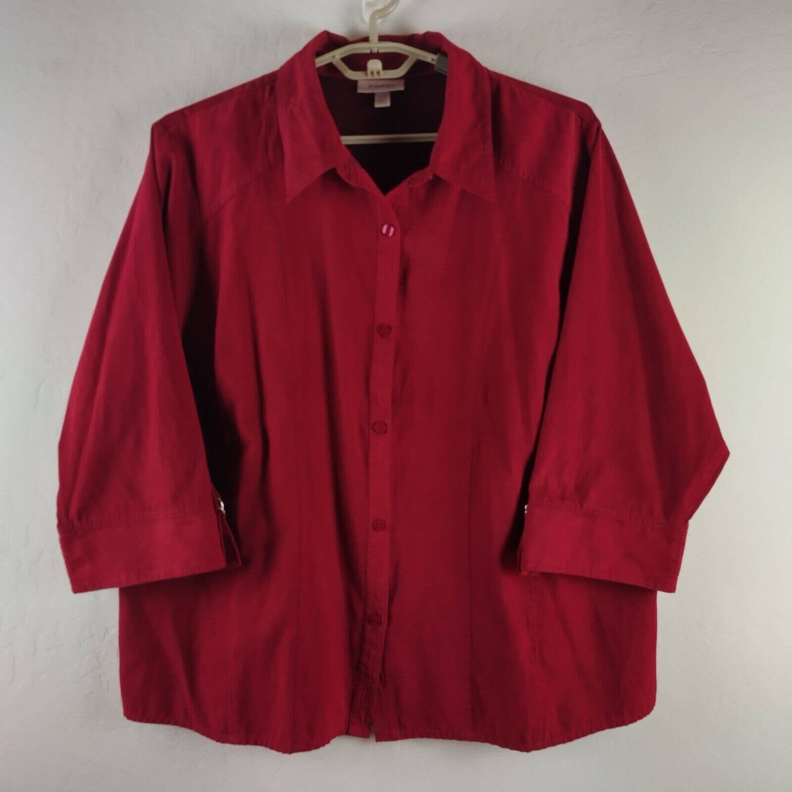 Dress Barn 22/24 red moleskin faux micro suede button front shirt 3/4 sleeves Dress Barn 22/24 red moleskin faux micro suede button front shirt 3/4 sleeves