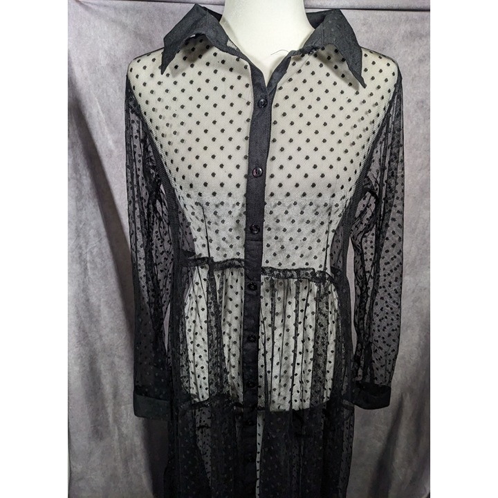 注目の Jeans Spoon Vintage Sheer Dress Maxi Dot Polka Black ワンピース