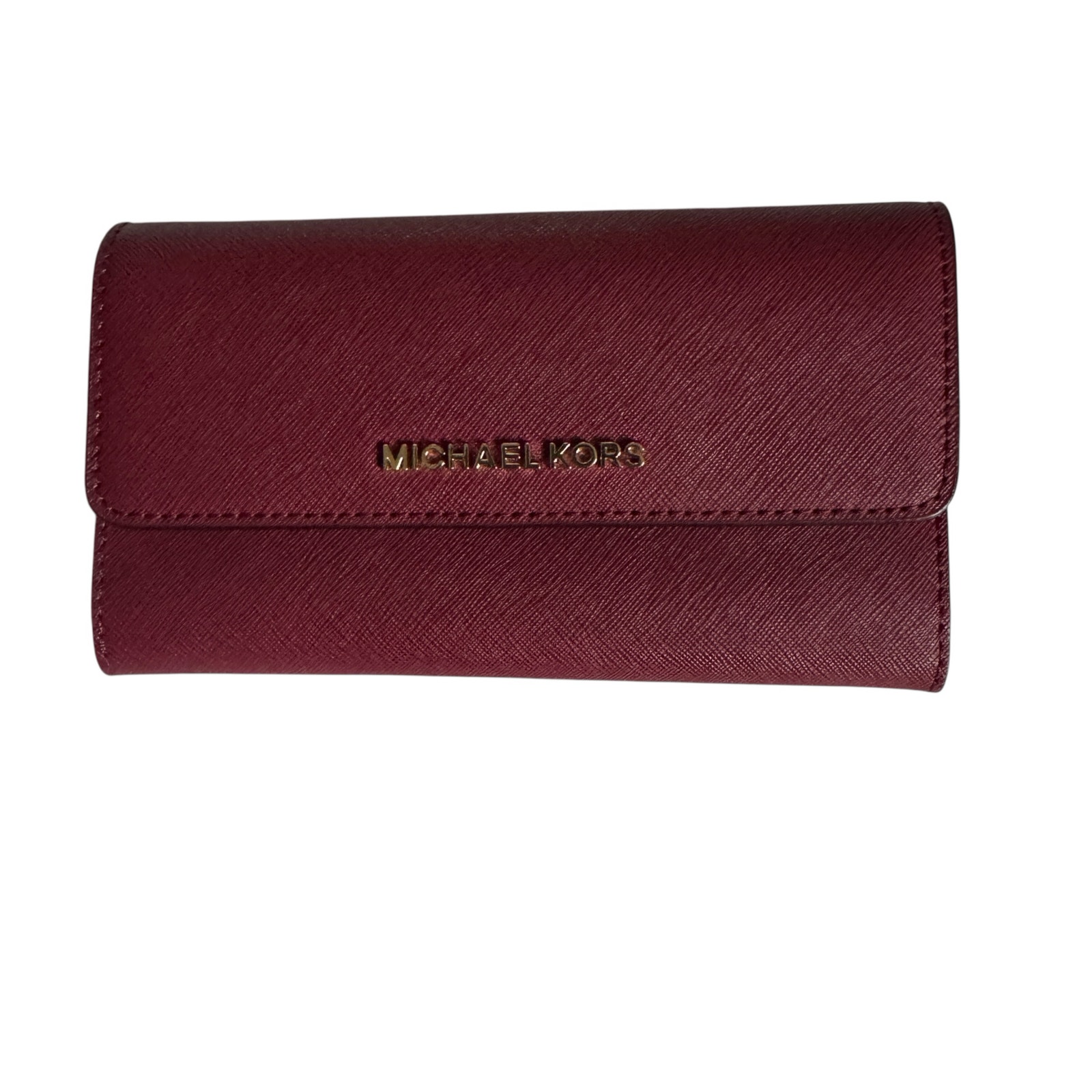 Michael Kors Wallet Women's Large Merlot Jet Set Tri-fold