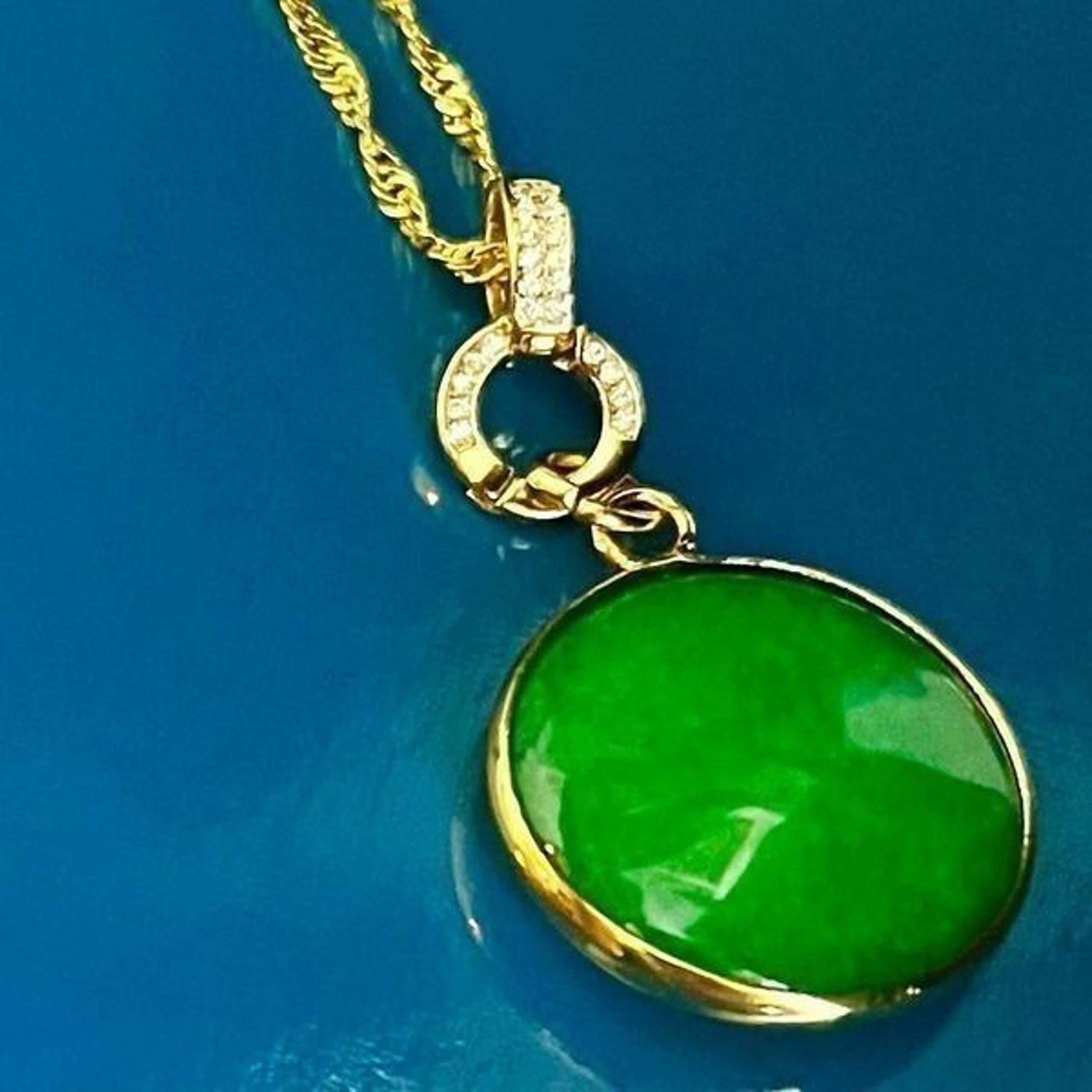 BAi Burmese Jade & Gold 18k GF  Necklace