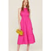Peter Som Hot Pink Tiered Barbiecore Cross Back Semi Formal Summer Midi Dress 6