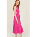 Peter Som Hot Pink Tiered Barbiecore Cross Back Semi Formal Summer Midi Dress 6