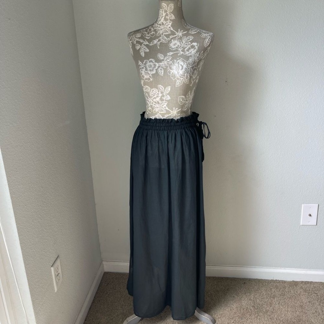 J. Crew Cotton Voile Side Tie Beach Swim Cover Up Skirt in Black