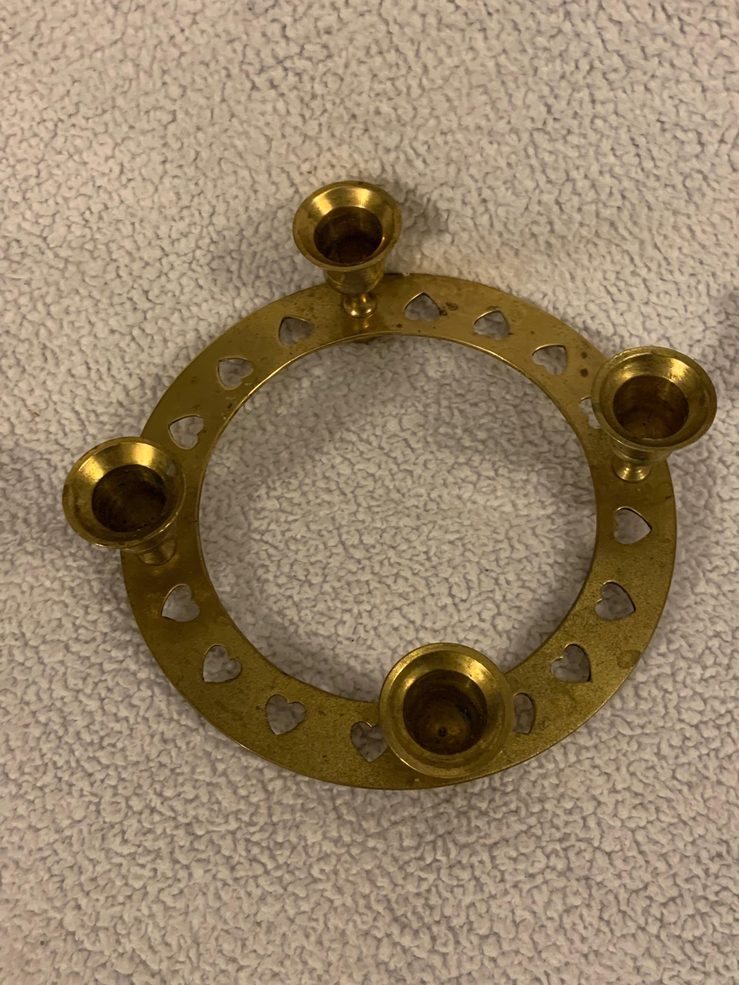 VINTAGE BRASS HEARTS DESIGN CANDLE HOLDER BOHO CHIC