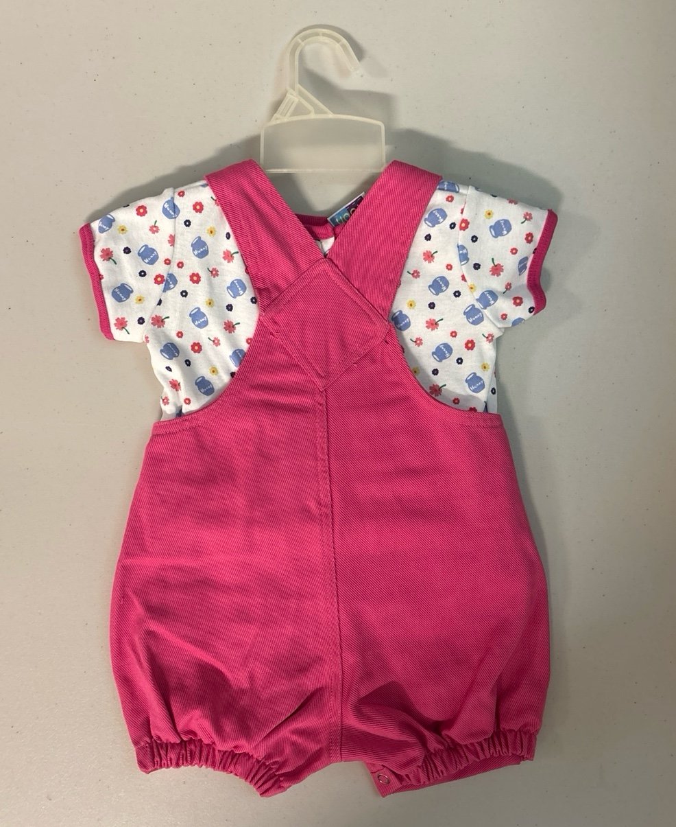 NWT-vintage y2k-Pooh/piglet pink shortall overall romper size 18 months