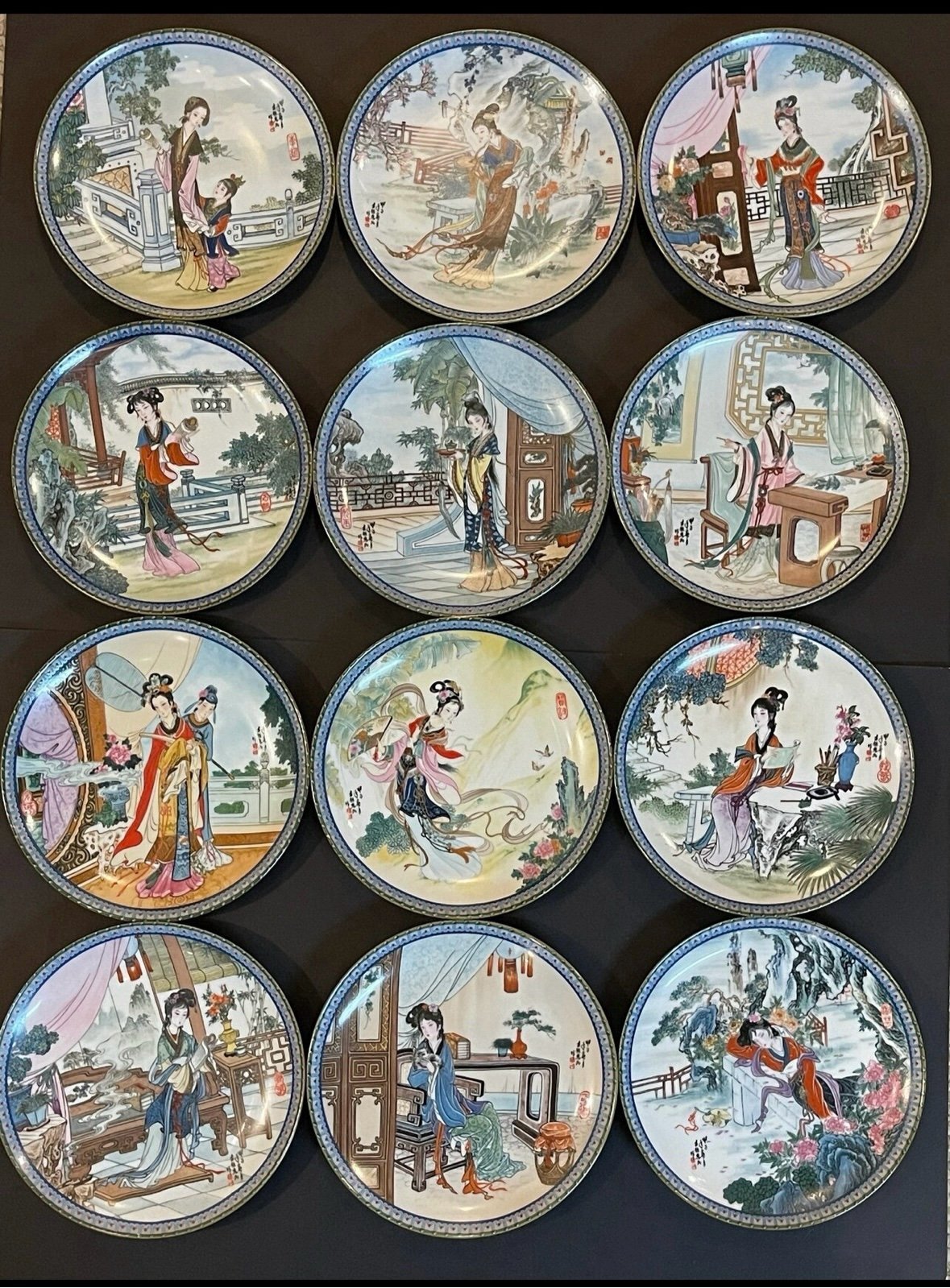 Vintage Chinese Imperial Porcelain, 1986-1988 Collectors Plates, Full Set of 12,