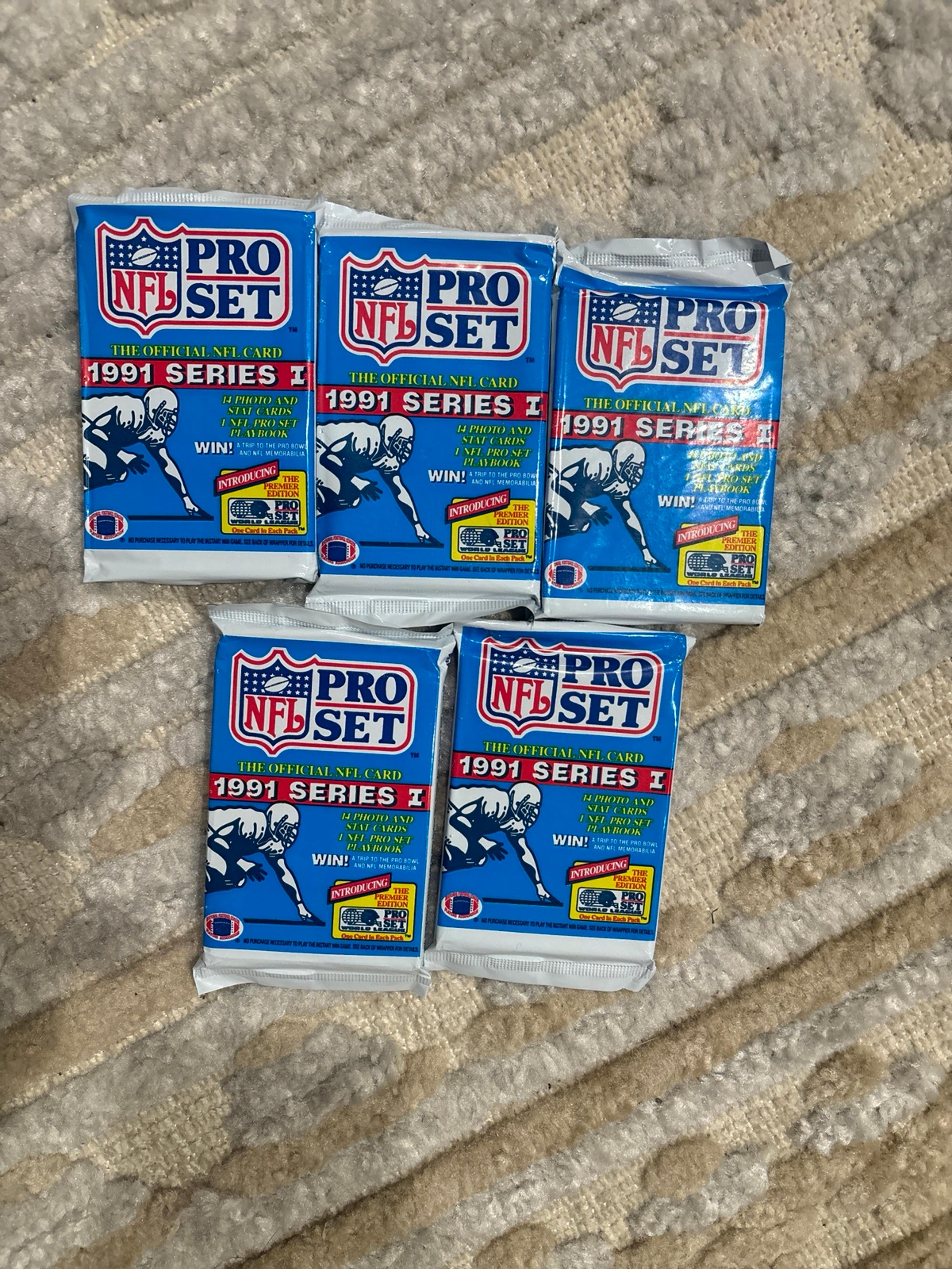 1991 Pro Set Series 1 One Football 5 Packs Sealed New Unopened