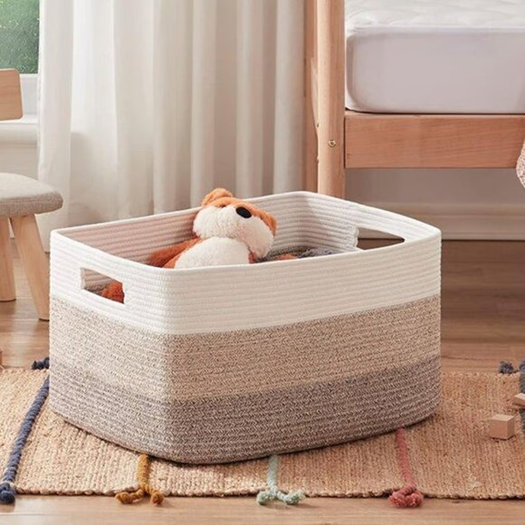 NEW Large Blanket Basket, Rectangle Woven Baskets for Storage,