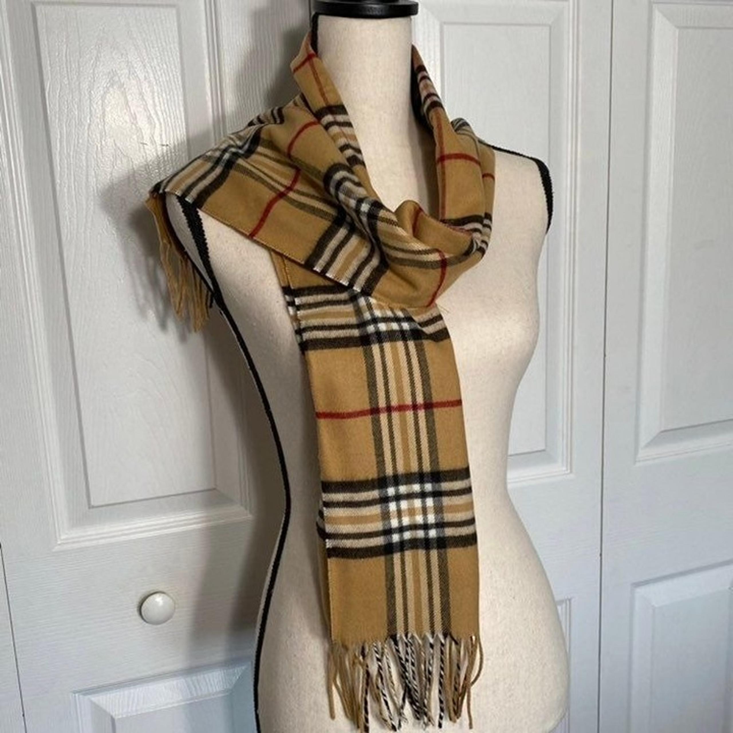 Popular Tan and Black Plaid Scarf Fringed Muffler