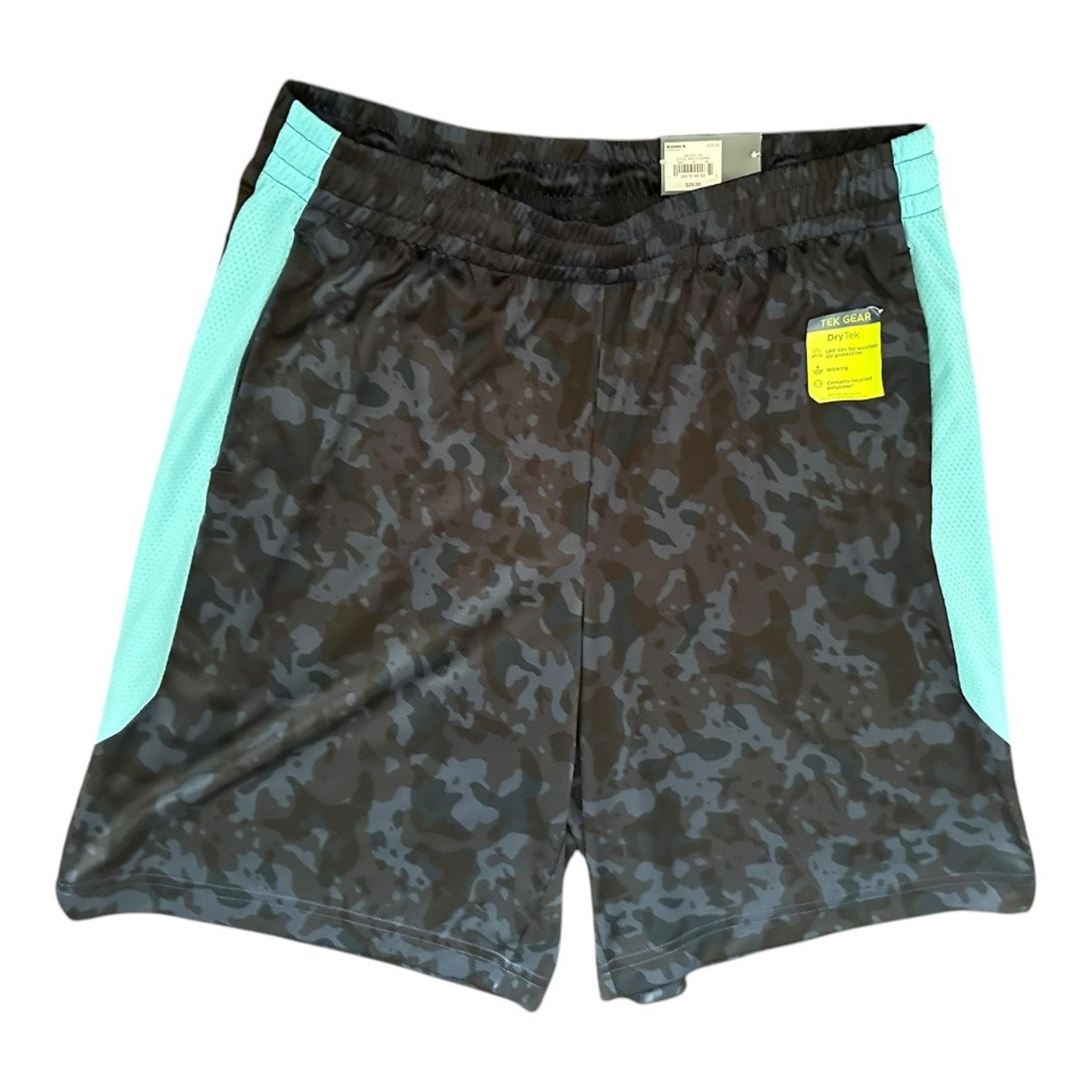 TEK GEAR Mens Activewear Medium Navy Camo Print Wicking Basketball Shorts NWT