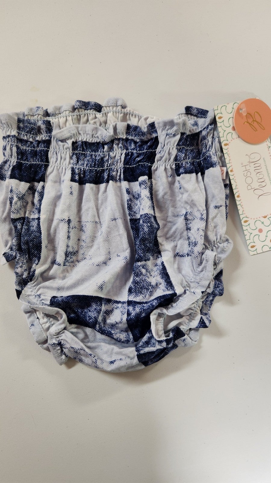 Posh Peanut Blue Denim Plaid Bummies