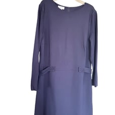 Escada Sport Navy Blue Long Sleeve A-Line Sheath Midi Dress Size 42 NWT
