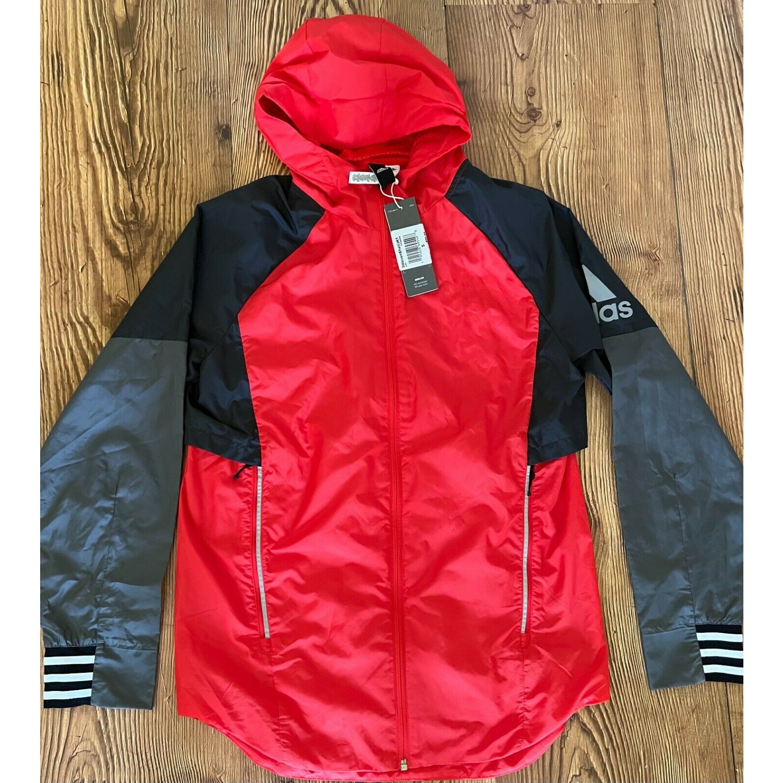 Adidas ID Woven Men's Shell Windbreaker Gray Red Jacket CV3268 Size S 85