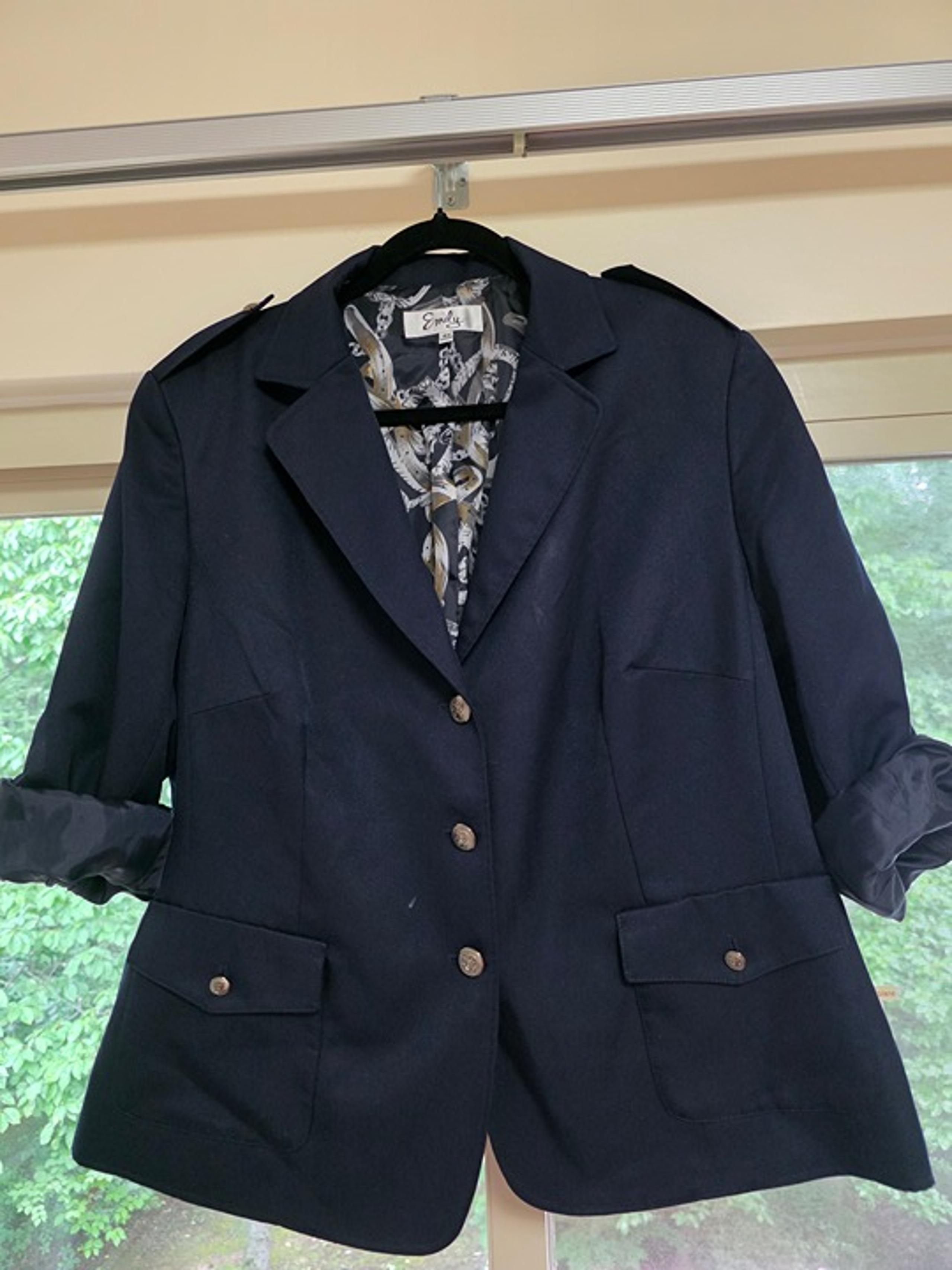 Safari style navy blue blazer