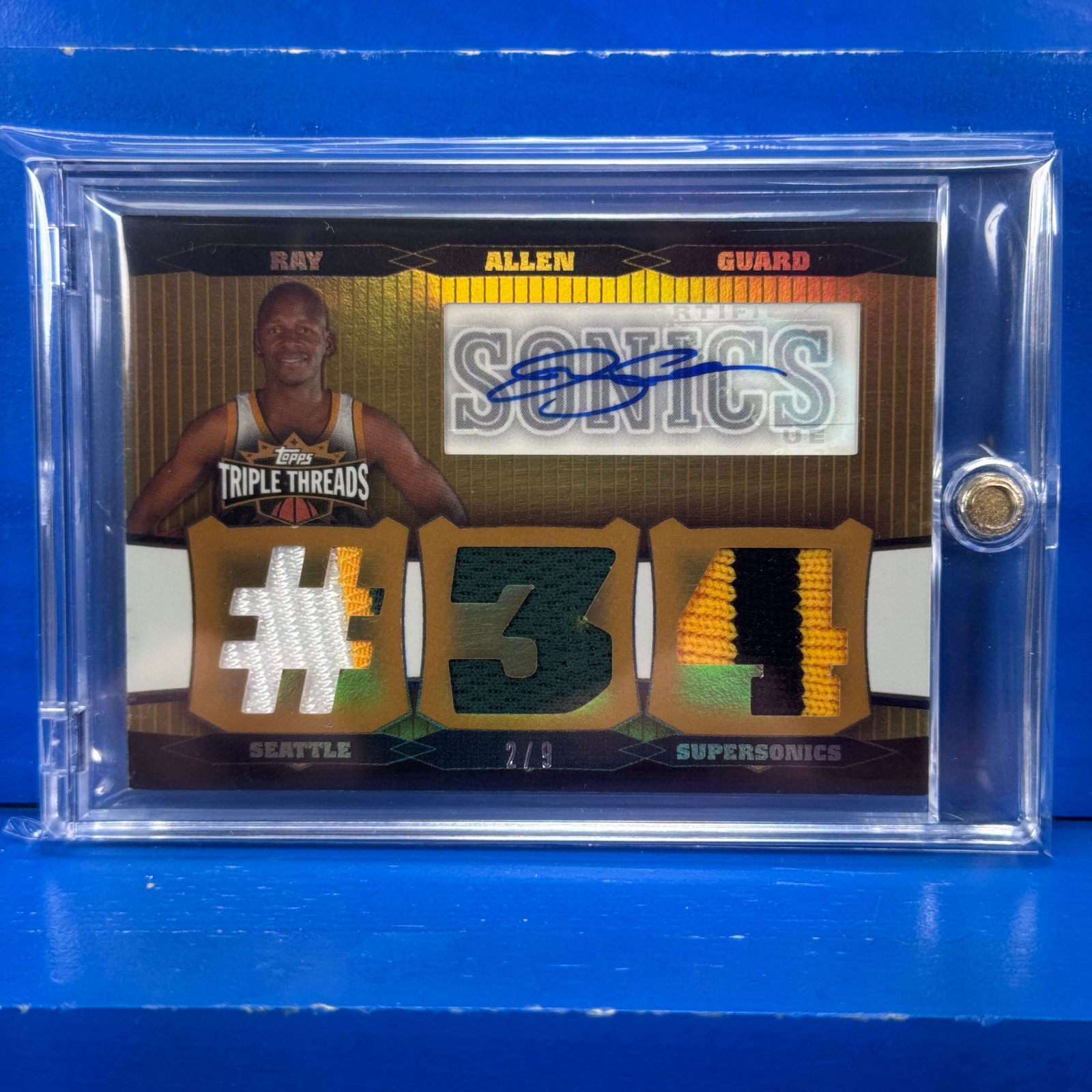 RAY ALLEN 2007 Topps Triple Threads Autograph & Game Used Patch SSP /9 RARE