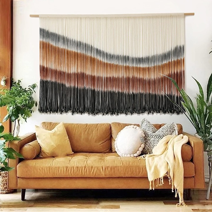 Macrame Wall Hanging Macrame Wall Decor Large-Scale Tie-Dye 59 Wx 35 L