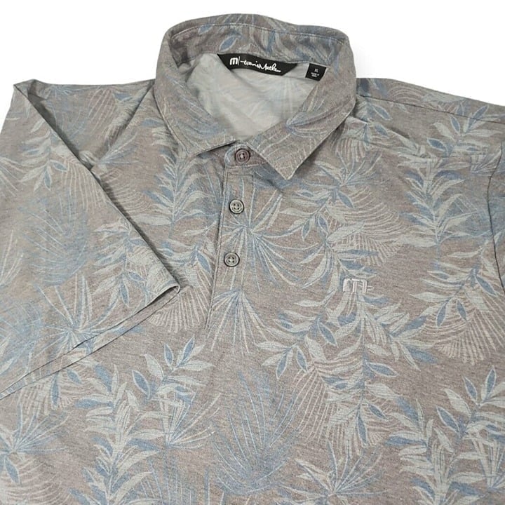 Travis Mathew Lake Of Isles Golf Polo Grey Floral Pattern Mens Size XL, X-Large