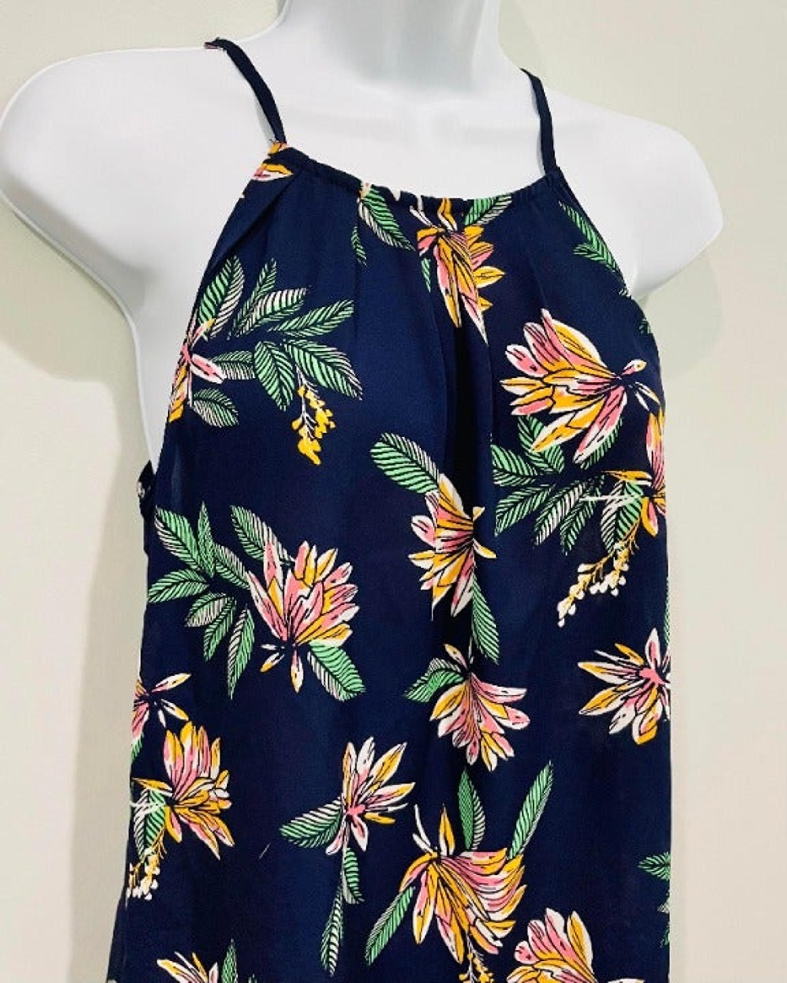 Navy Floral Halter Tank