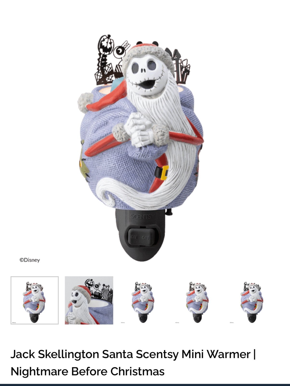 Wax Warmer Disney mini Santa Jack Skellington. No longer available