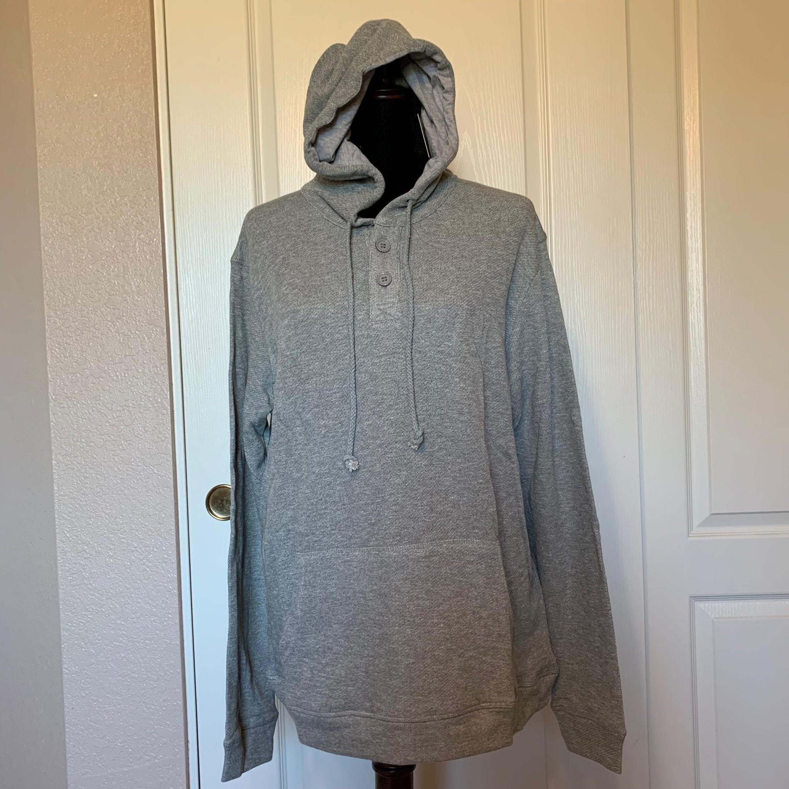 NWT Doublju 2 Button Kangaroo Pocket Pullover Gray Sweatshirt Hoodie Size XXL