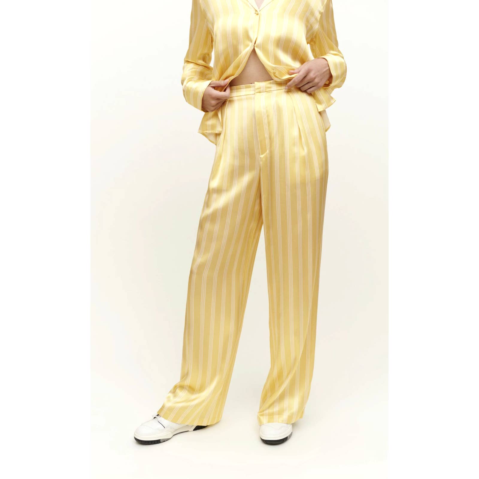 Reformation Willa Silk Pants in Omero Stripe Size 12