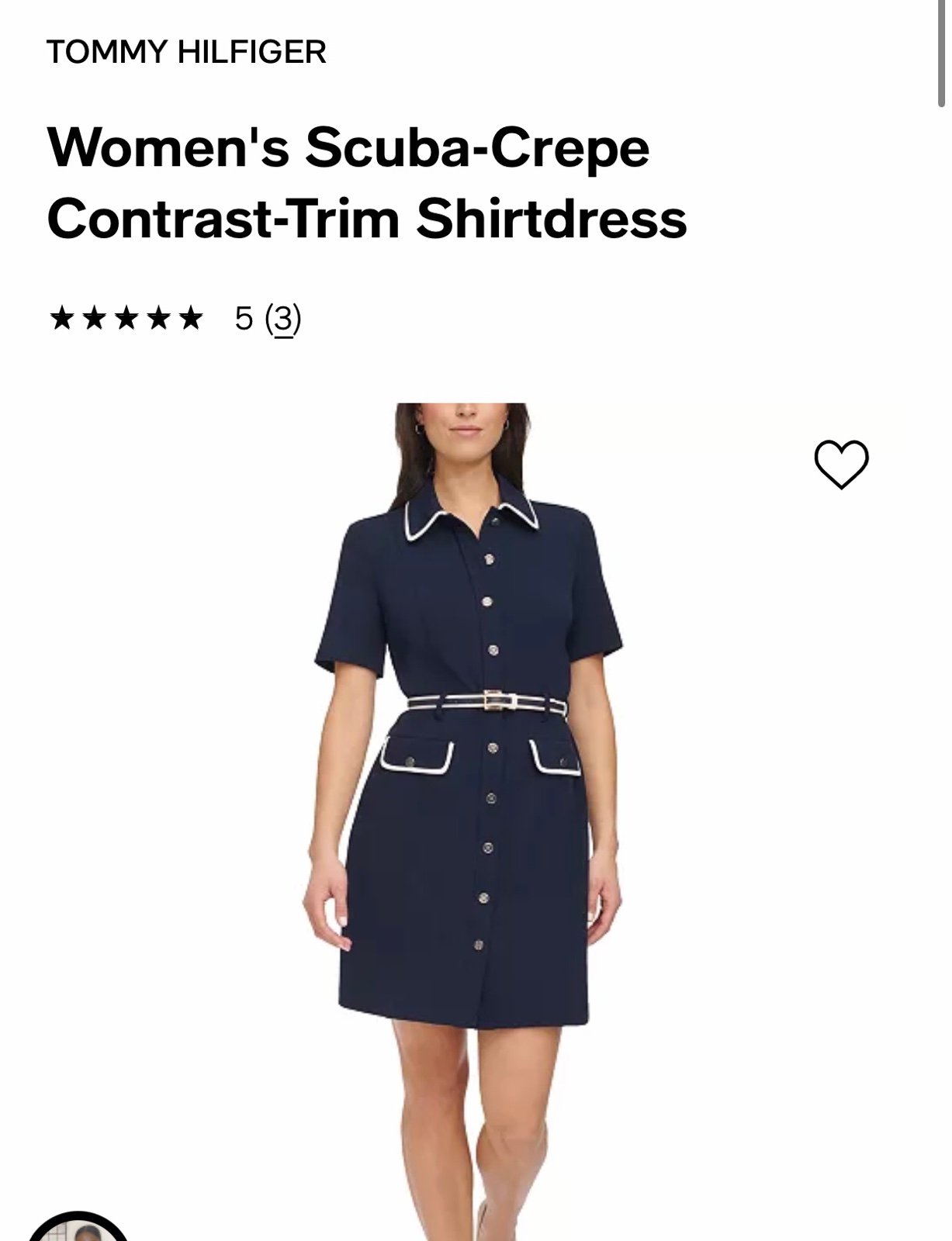 TOMMY HILFIGER Women's Scuba-Crepe Contrast-Trim Shirtdress