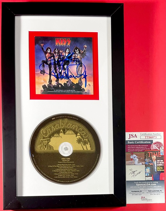 Gene Simmons Paul Stanley Signed KISS Destroyer 45th CD Framed Display JSA COA