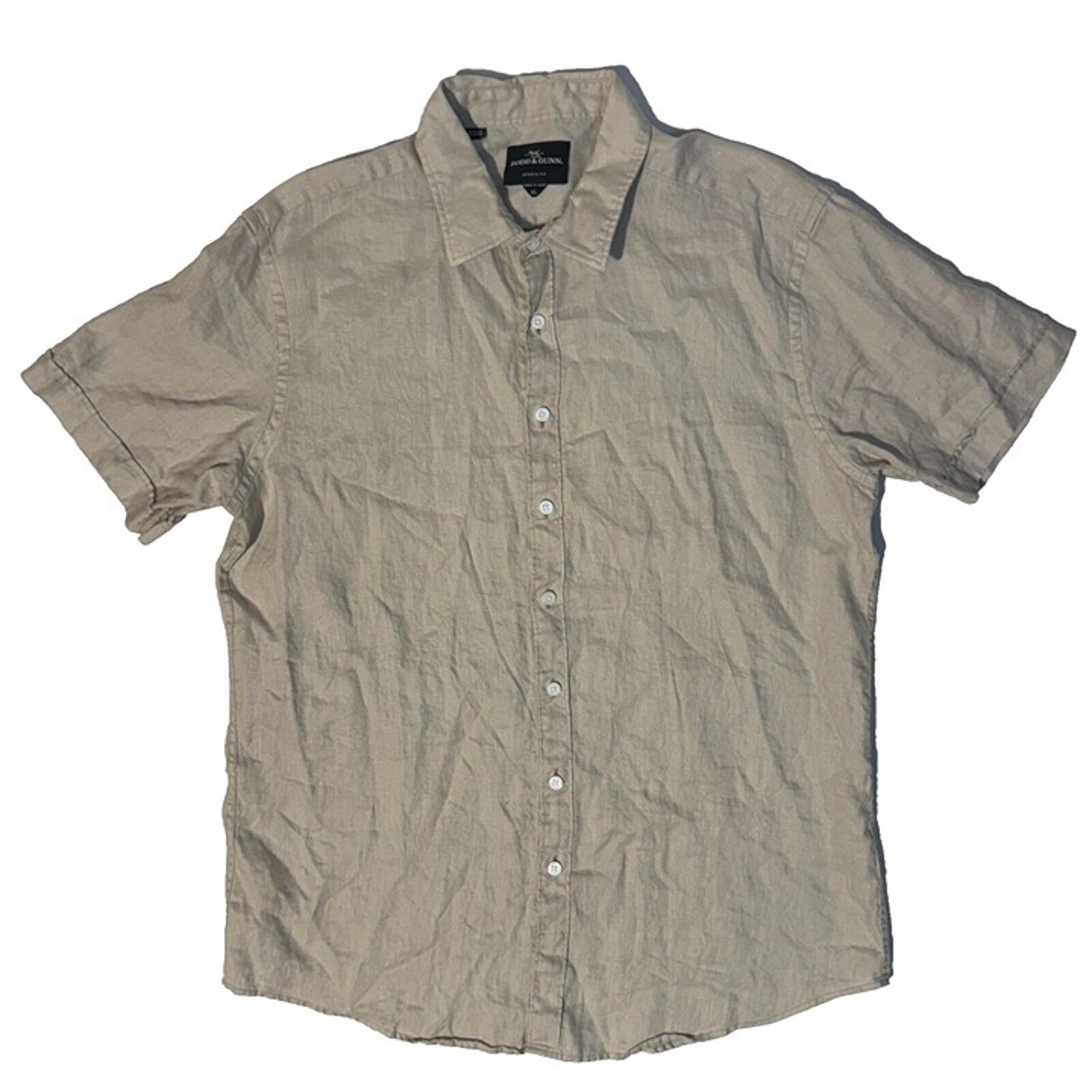 Rodd & Gunn Men’s 100% Linen Short Sleeve Button Down XL Tan Beige Shirt