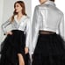 BCBGMAXAZRIA SILVER AVIATOR Faux/Fur Leather Metallic Cropped JACKET SIZE XS NEW