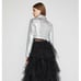 BCBGMAXAZRIA SILVER AVIATOR Faux/Fur Leather Metallic Cropped JACKET SIZE XS NEW