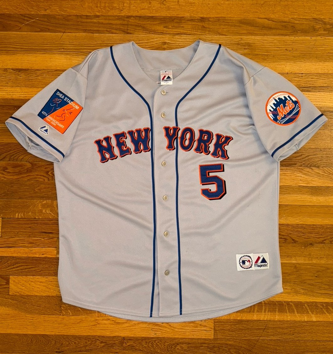 Majestic MLB New York Mets Away Gray Jersey David Wright #5 Shea Patch XXL