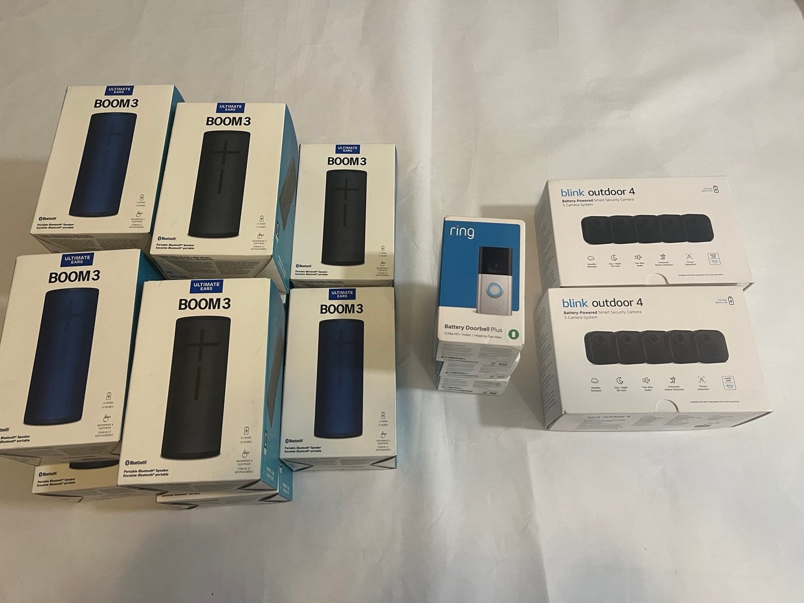 Ultimate Boom, Ring Doorbell, Blink Outdoor 4 Security Camera Bundle Brand New