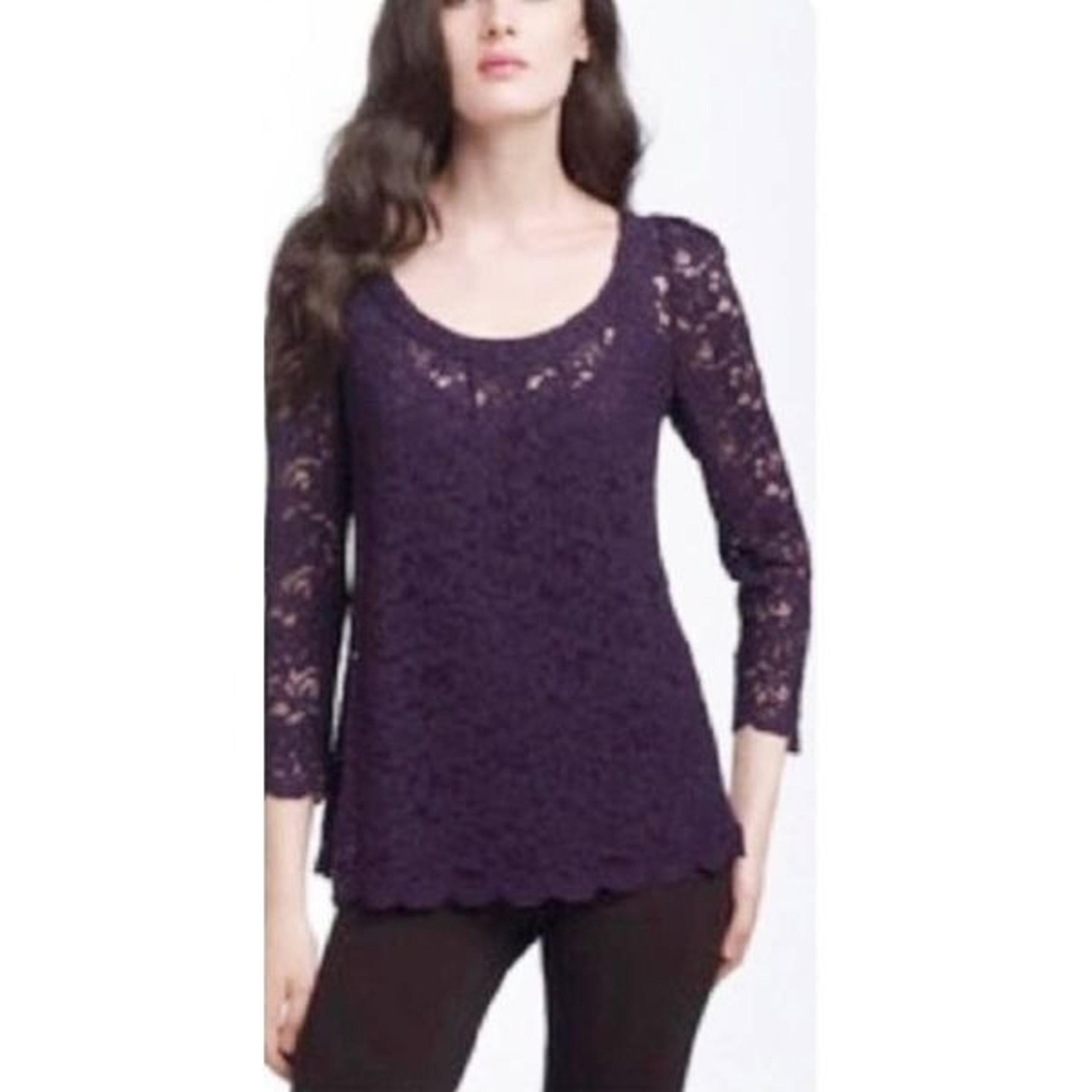 Diane Von Furstenburg Hasina Purple Lace 2 Pc Top Size 2