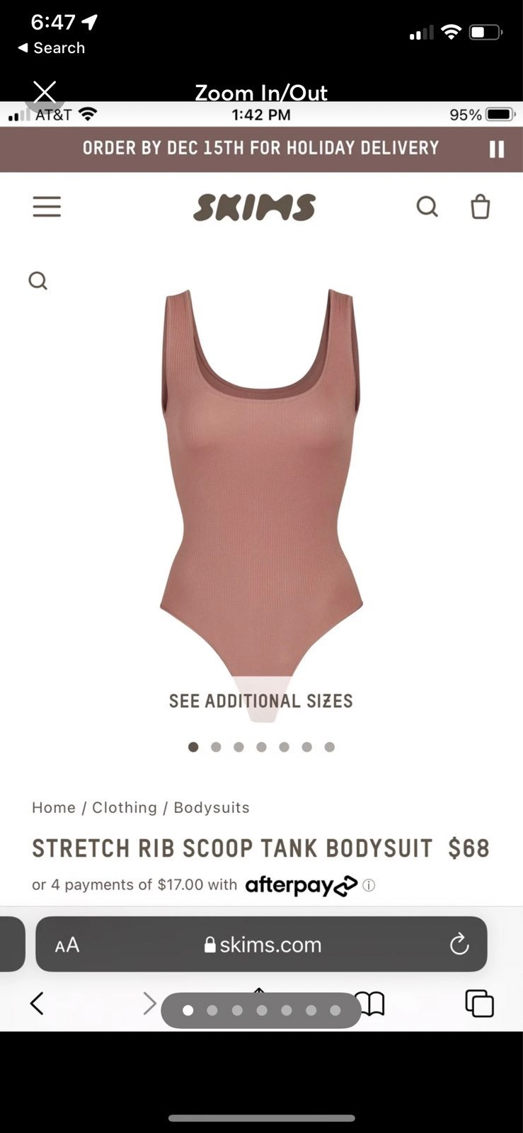 SKIMS rib tank bodysuit L/XL Rose Clay