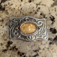 western belt buckle silver yellow glow
