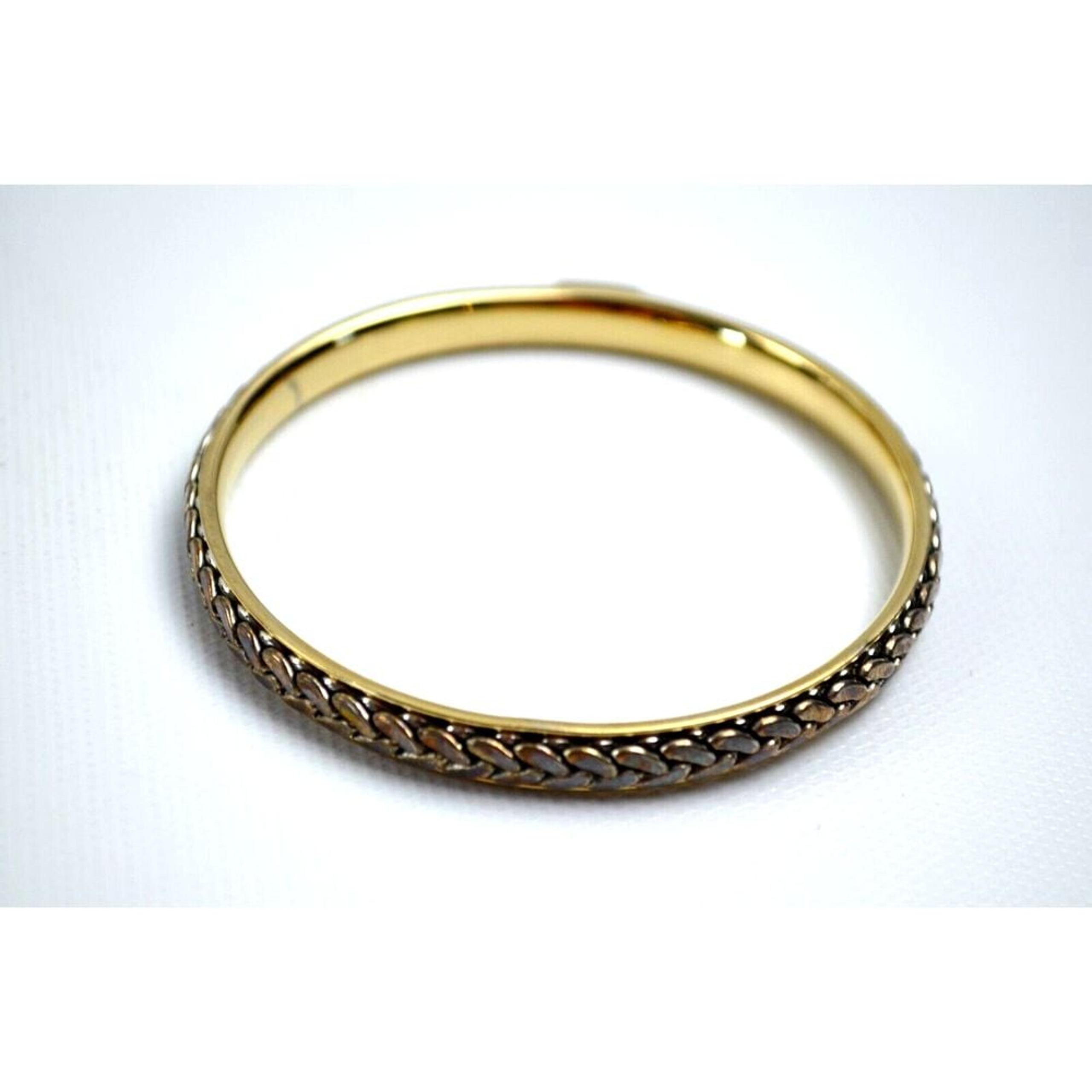Gold Tone Dangle Bracelet Marked " W " with Herringbone Pattern 2.75" Across