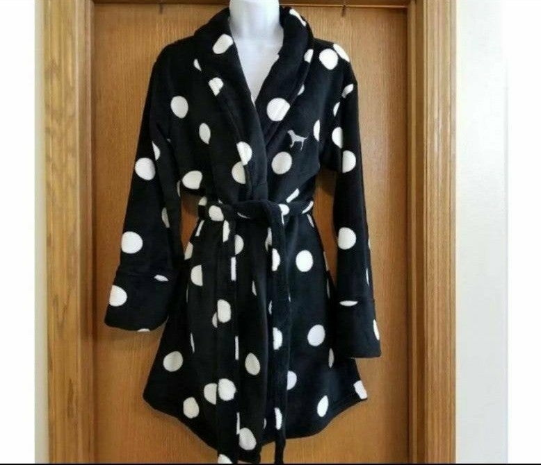 Pink Victoria Secret Robe black w/ polka
