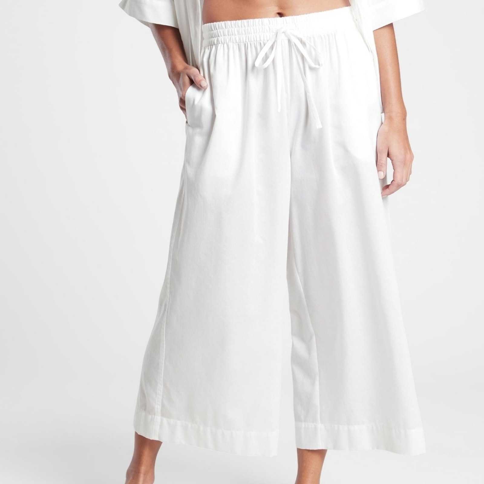 Athleta Cotton Dreams Sleep Culotte Wide Leg Cropped Pajama Pants Size XS