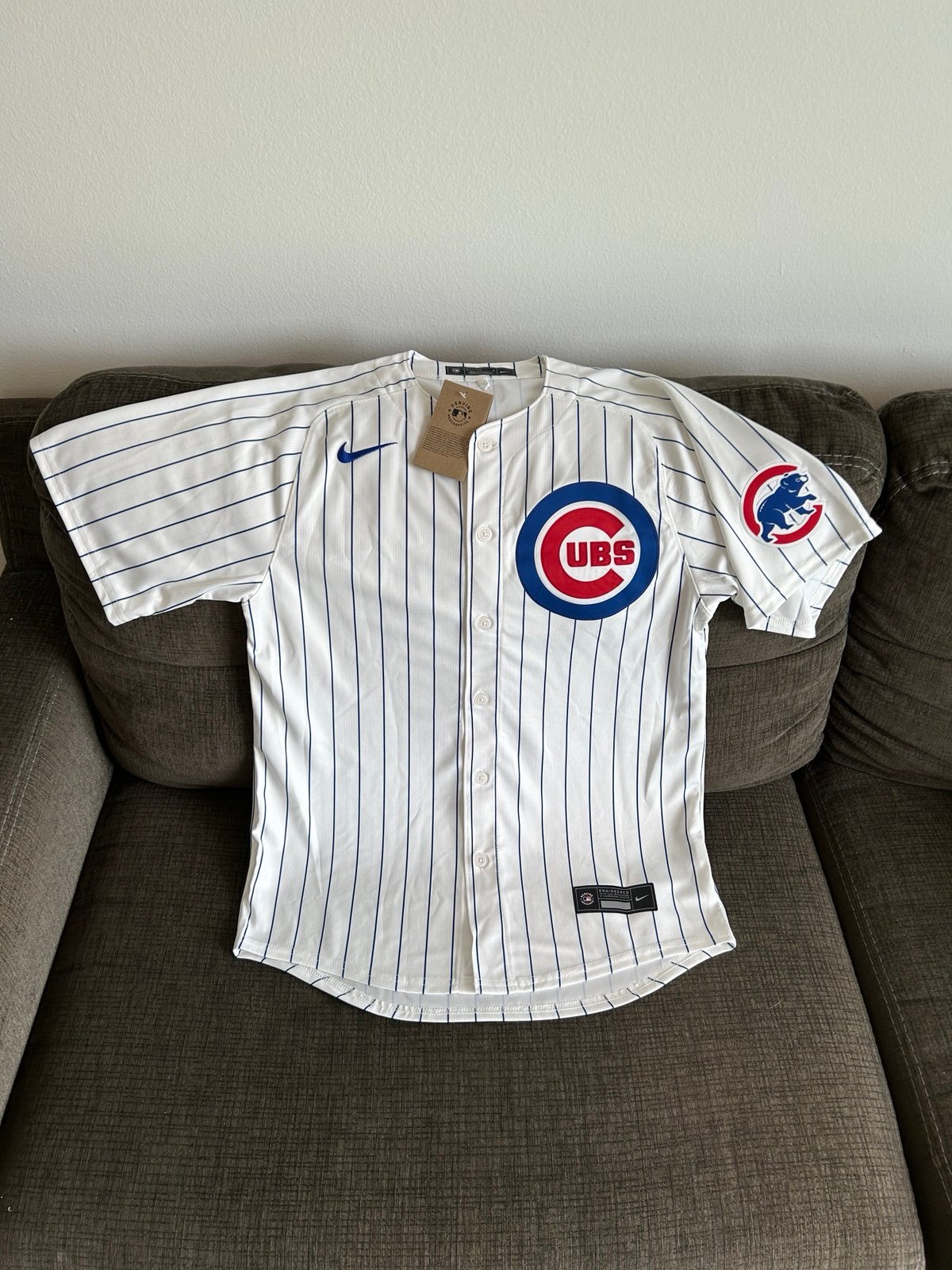 Nike Authentic Chicago Cubs MLB Baseball Pinstripe with Patch Jersey Men’s Sz: M