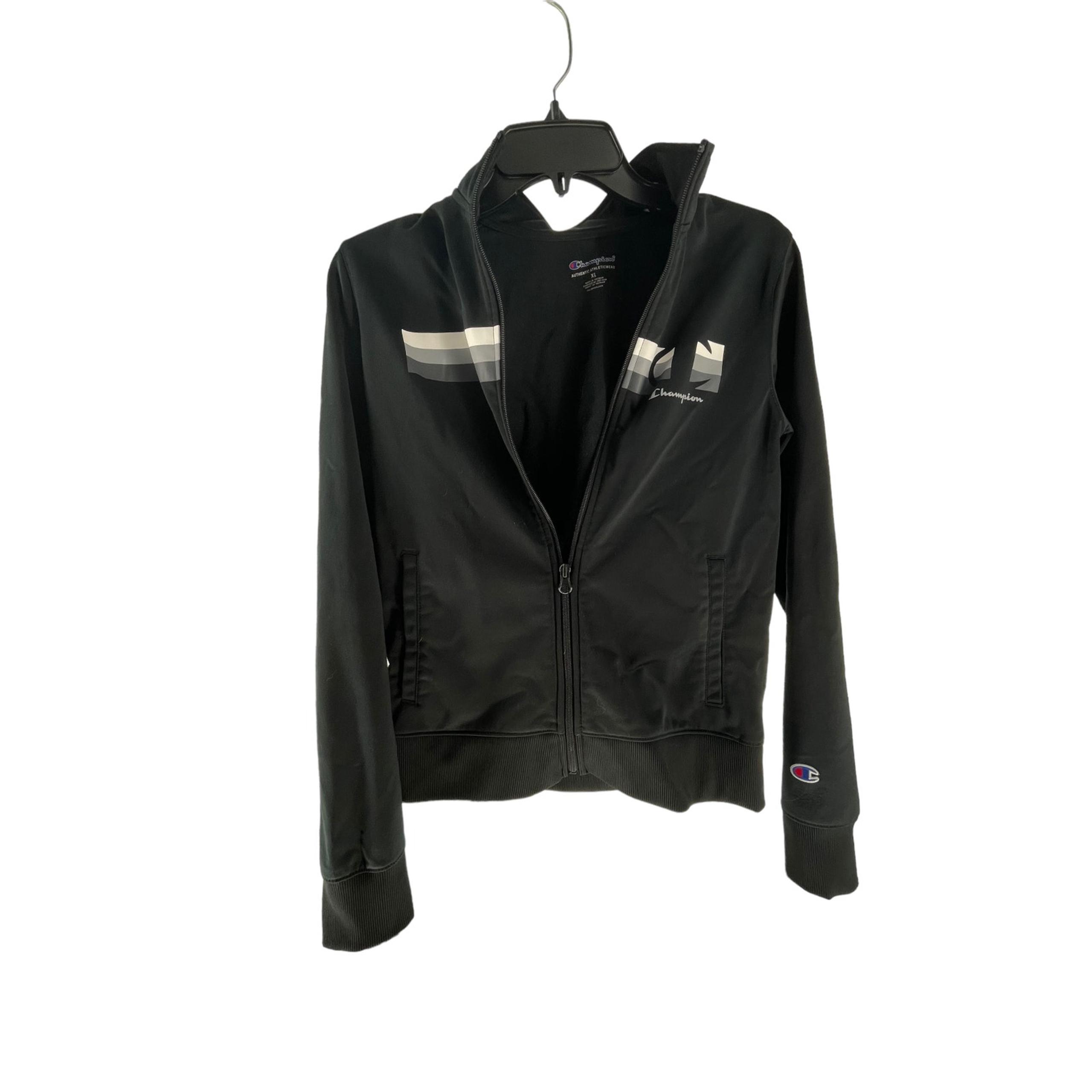 Champion Black Graphic Full Zip Athletic Sweatshirt Women's Size XL