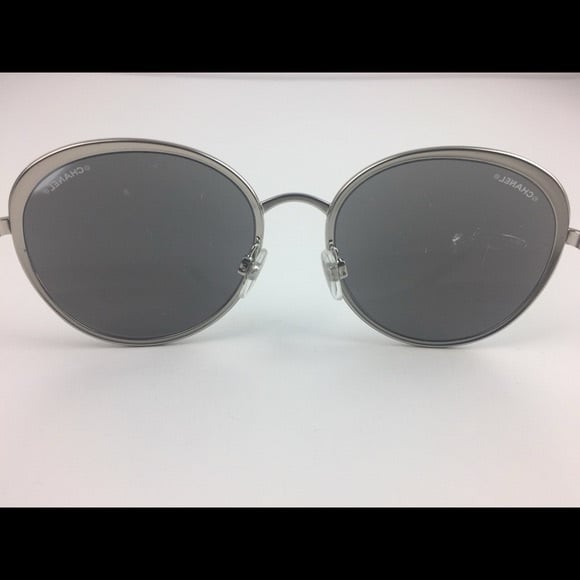 AUTHENTIC CHANEL SILVER CHROME SUNGLASSES WITH CASE