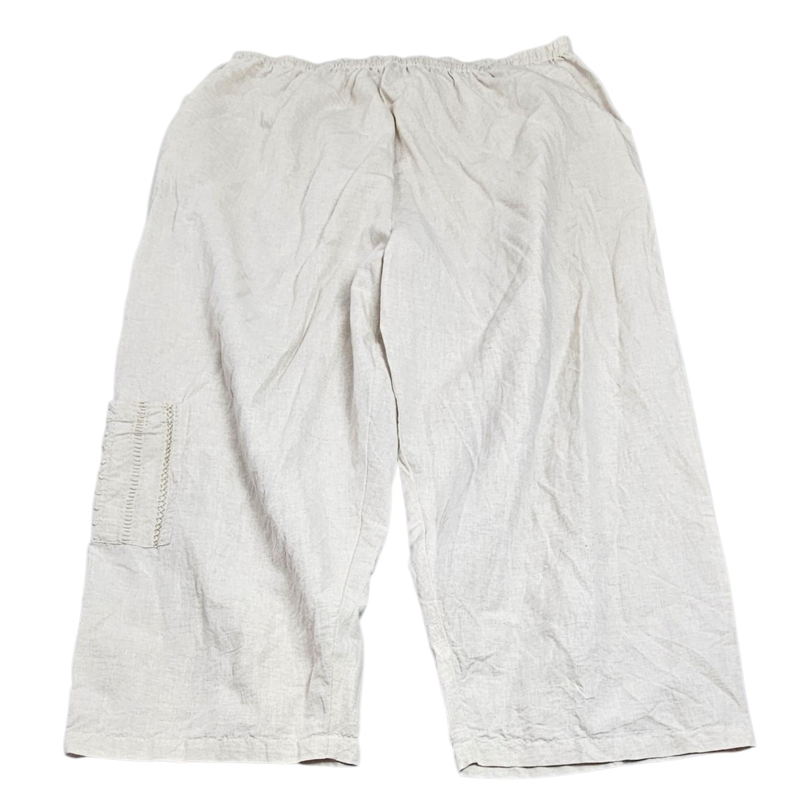 Marketplace Handwork of India Pants Sz 4W Embroidered Kesari Pull-On Cargo Crop