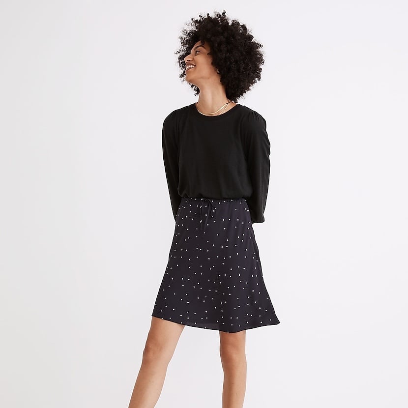 Madewell Drawstring Mini Slip Skirt in Night Stars NWT