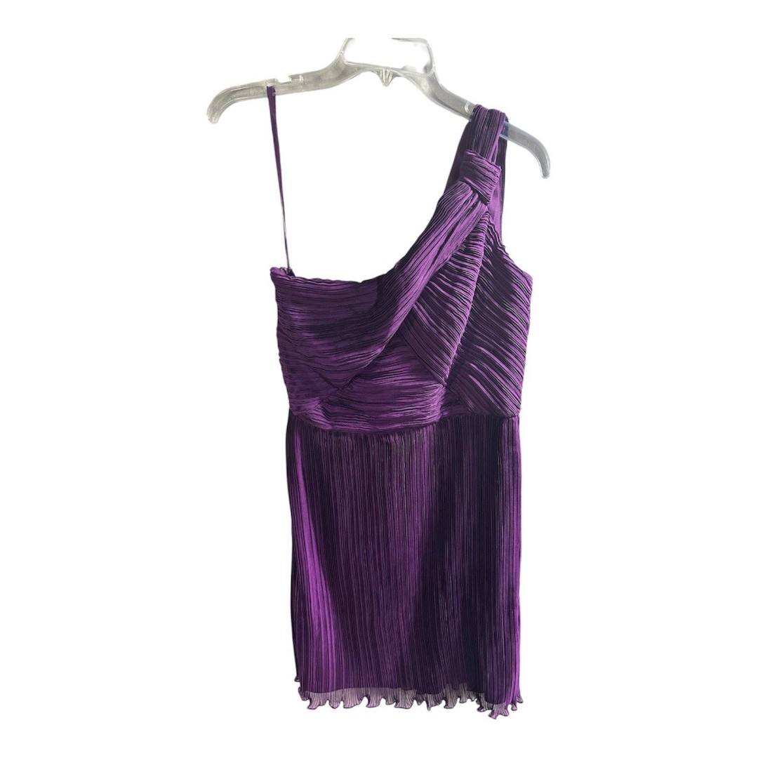 Nine West Womens Size 6 Fuchsia Purple Special Occasion Short Party Dress Pleat