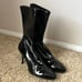 Stuart Weitzman Boots Womens Size 10 Black Slaine 80 Stretch Vinyl Sock Calf