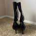 Stuart Weitzman Boots Womens Size 10 Black Slaine 80 Stretch Vinyl Sock Calf